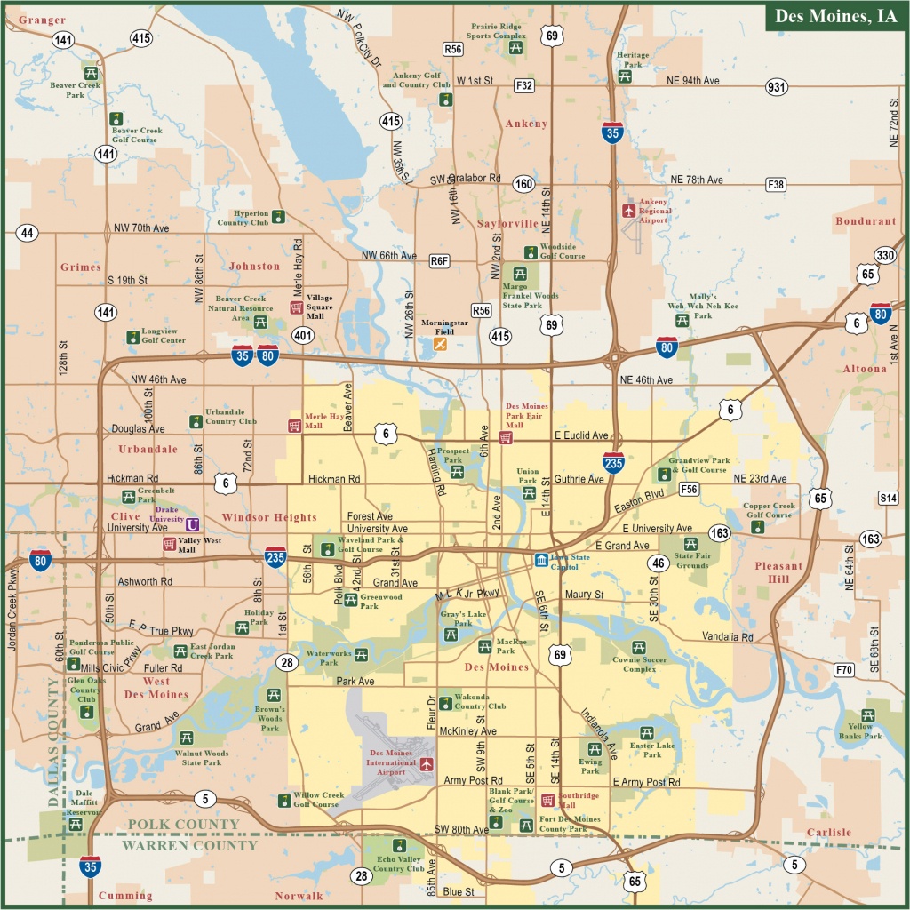 Des Moines Metro Map | Digital Vector | Creative Force - Printable Map Of Des Moines Iowa