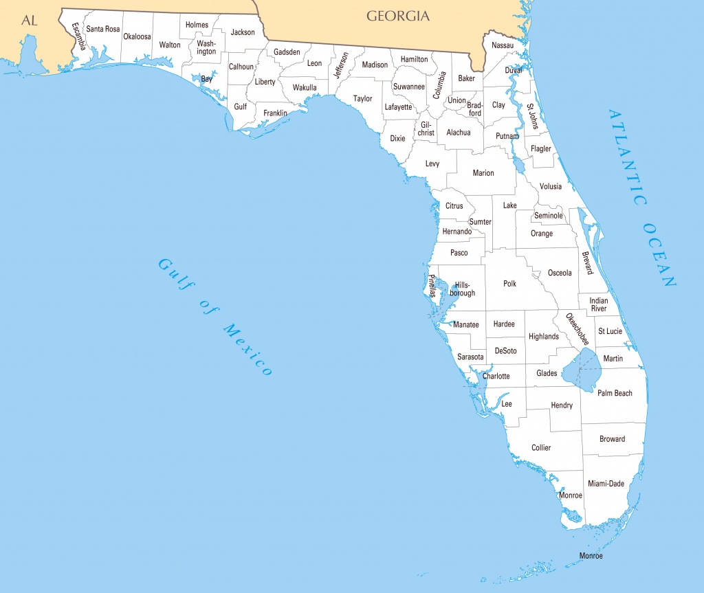 Detailed Administrative Map Of Florida State. Florida State Detailed - Florida St Map