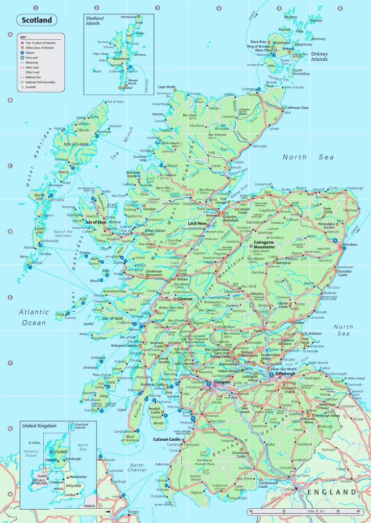 Printable Map Of Scotland With Cities