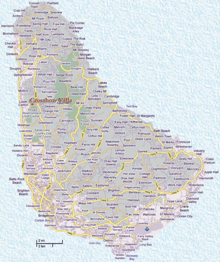 Printable Map Of Barbados