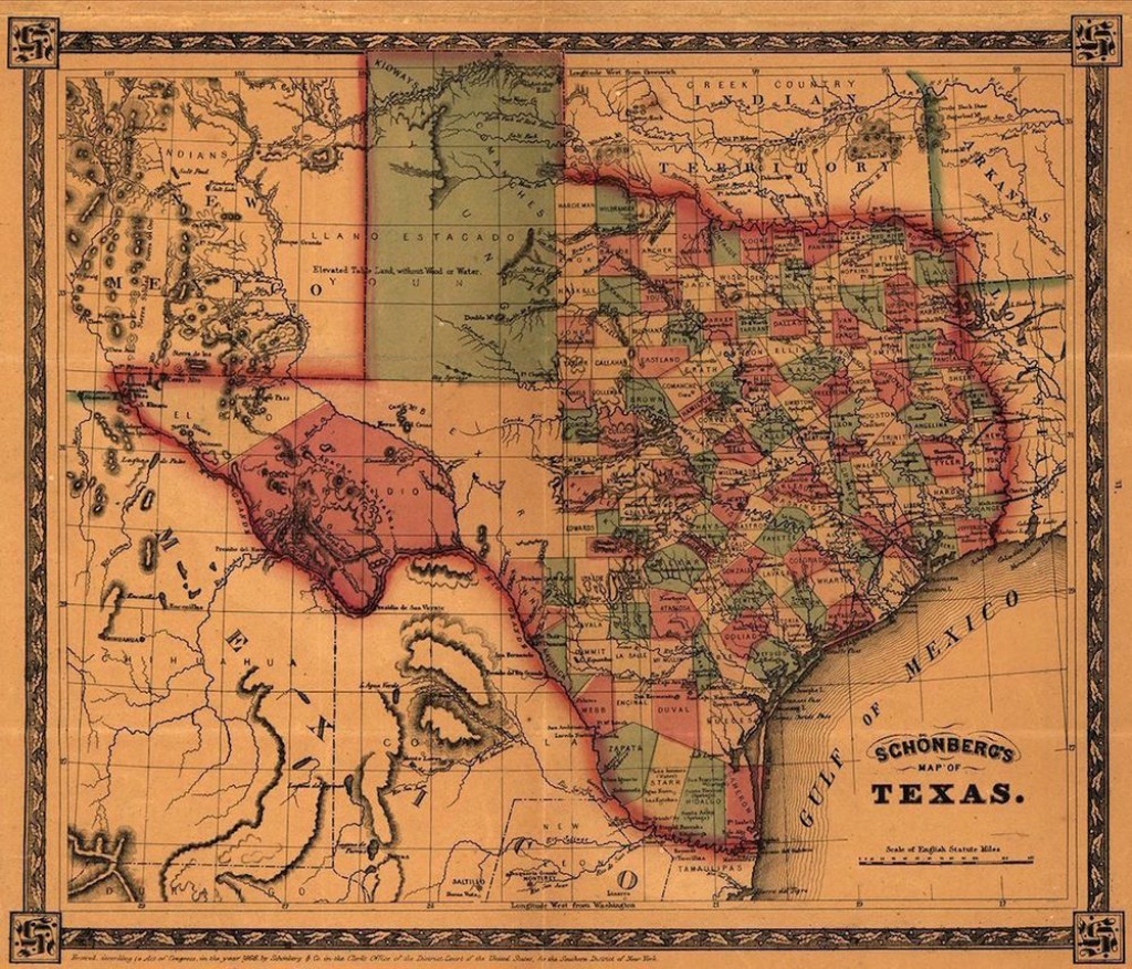 Details About Map Of Texas 1866 Antique State Map Rolled Canvas - Vintage Texas Map Framed