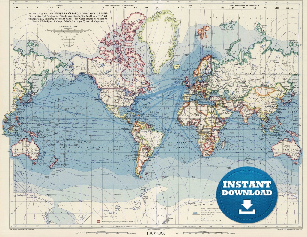Digital Old World Map Printable Download. Vintage World Map. Printable Map.  Large World Map. High Resolution World Map. Postera.australia - Vintage World Map Printable