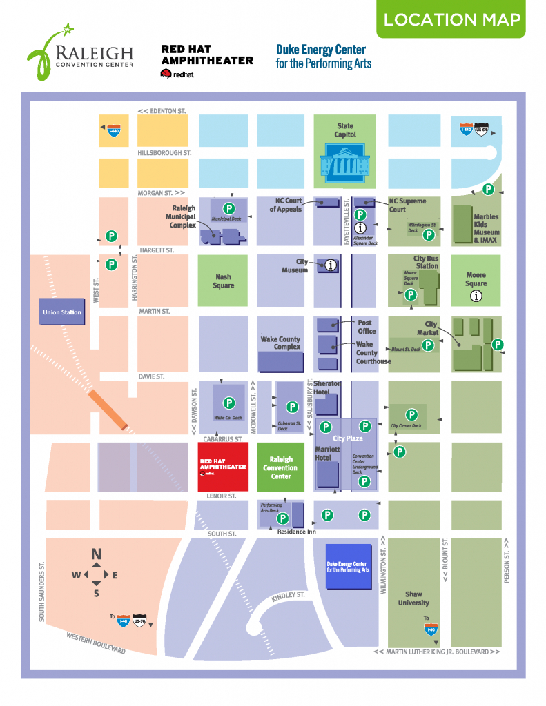 Directions And Parking | Raleigh Convention Center - Printable Map Of Downtown Raleigh Nc