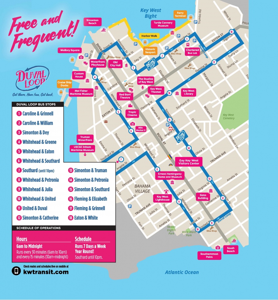 Document Center / Hop On - Hop Off The Free Duval Loop! / Key West, Fl - Street Map Of Key West Florida
