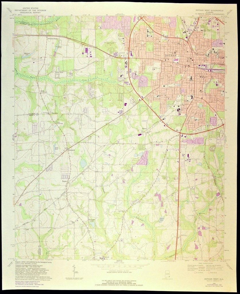 Dothan Map Of Dothan Alabama Art Print Wall Decor Large Topographic - Usgs Printable Maps