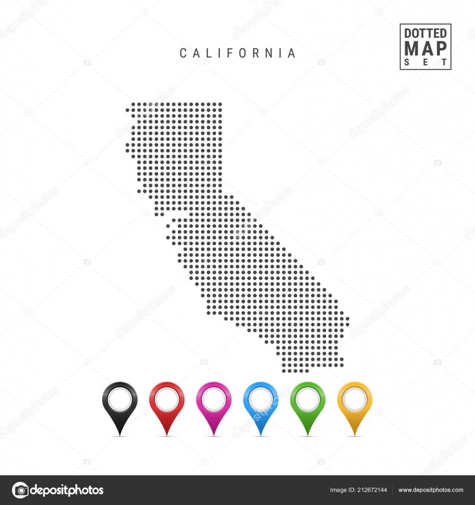 Dots Pattern Vector Map California Stylized Simple Silhouette - Simple Map Of California