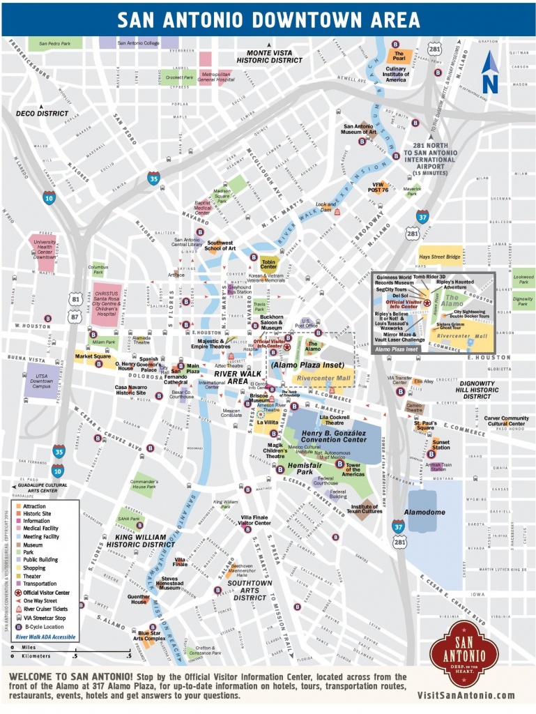 Downtown San Antonio Map - Map Of Downtown San Antonio (Texas - Usa) - Printable Map Of Downtown San Diego