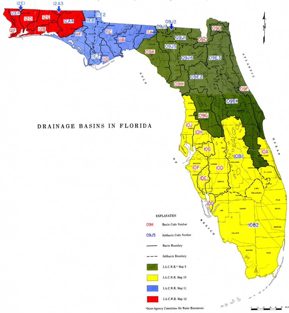 Drainage Basins In Florida, 1967 - Florida Water Hardness Map