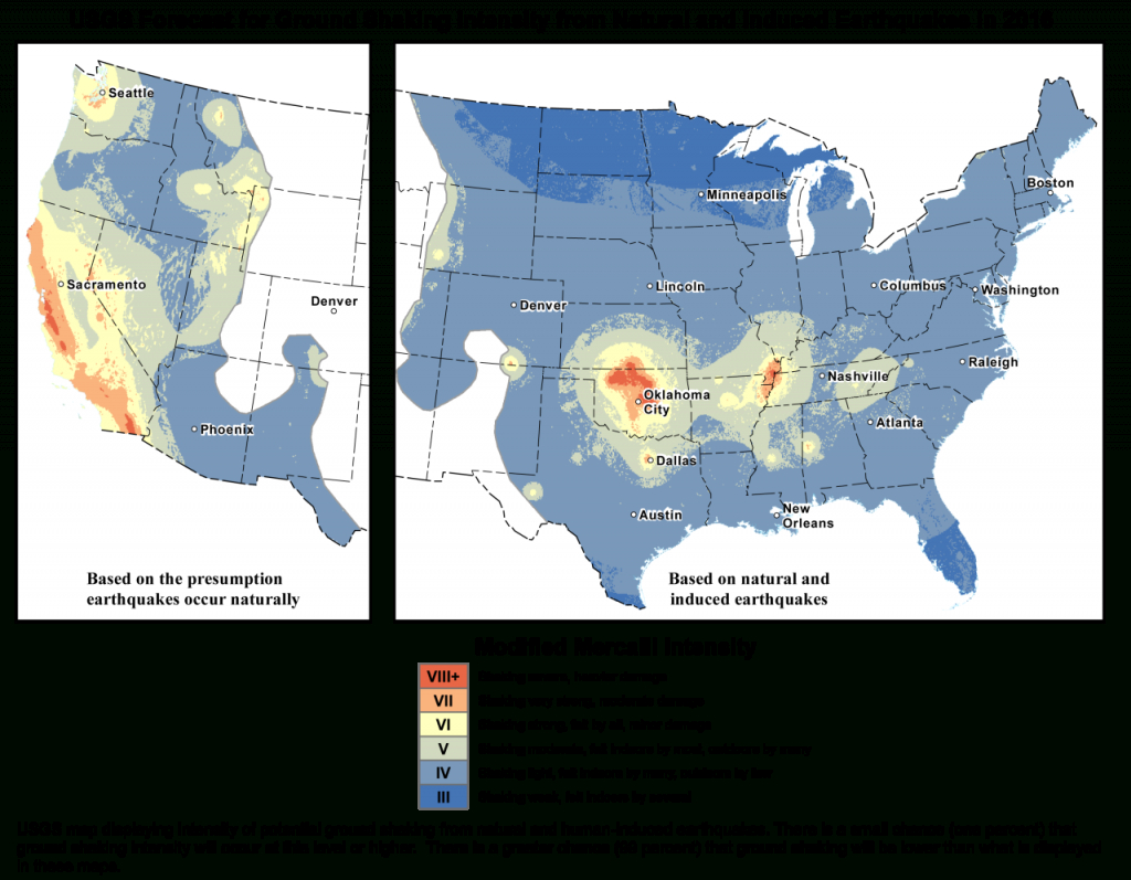 Earthquake Hazard Map Includes Human-Caused Quakes For First Time - Usgs Earthquake Map Texas