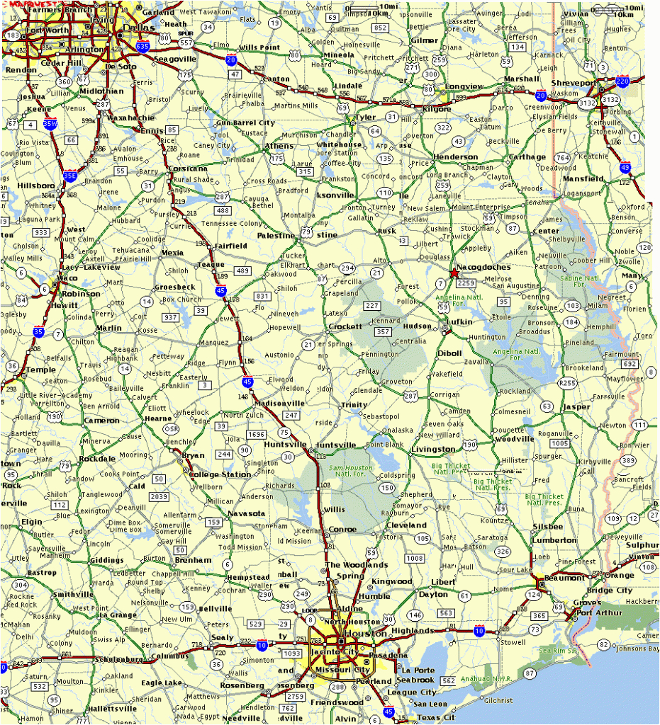 East Texas Map - East Texas County Map