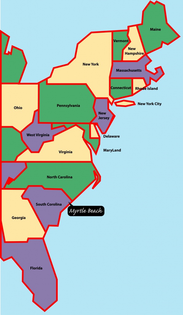 East+Coast+Map | Myrtle Beach Is Situated On The East, Or Atlantic - Myrtle Beach Florida Map