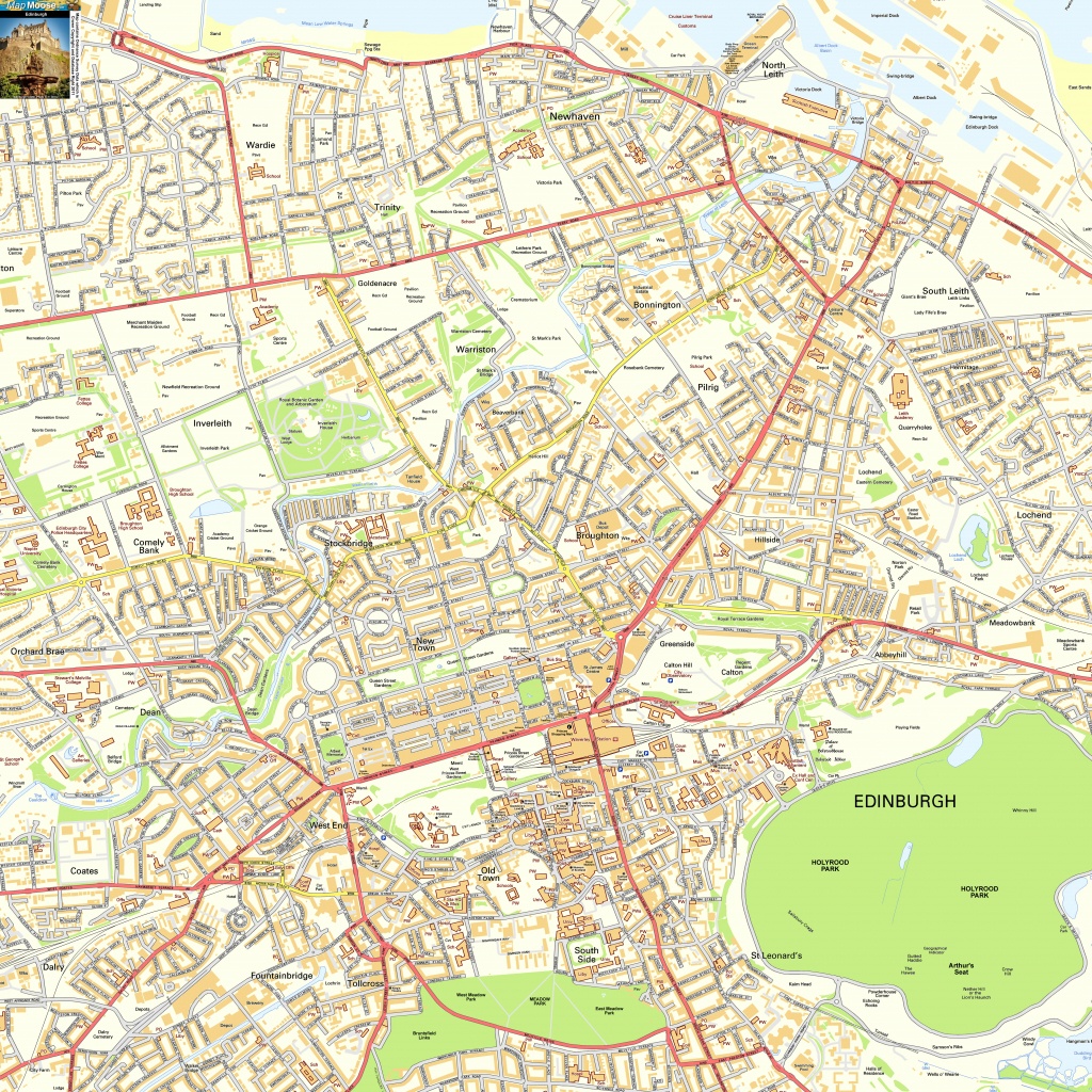 Edinburgh Offline Street Map, Including Edinburgh Castle, Royal Mile - Edinburgh Street Map Printable