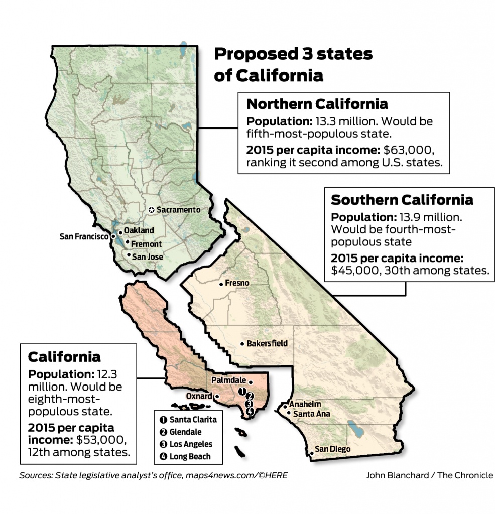 Editorial: Loony Idea Of Carving California Into 3 States Tossed Off - New California Map 3 States