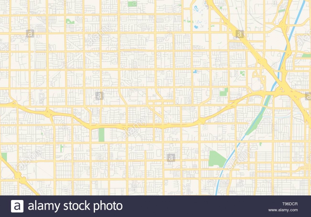 Empty Vector Map Of Garden Grove, California, Usa, Printable Road - Where Is Garden Grove California On The Map