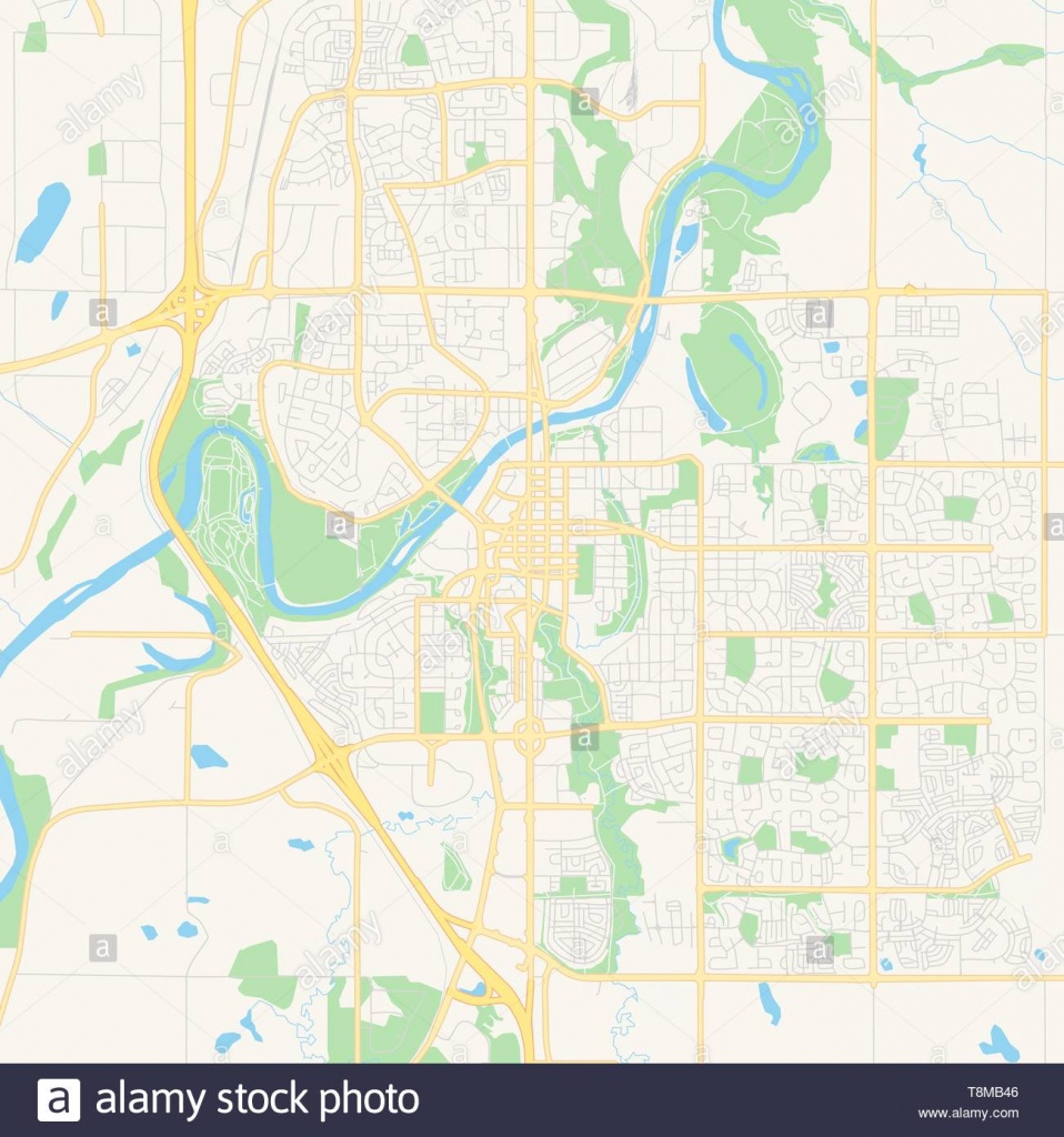 Empty Vector Map Of Red Deer, Alberta, Canada, Printable Road Map - Printable Alberta Road Map