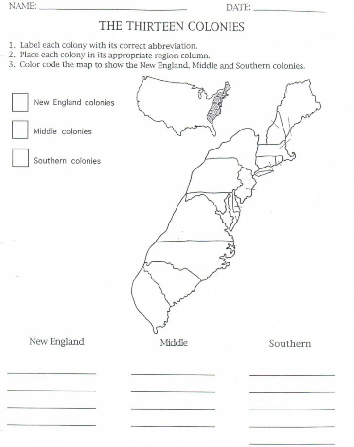 Printable Map Of The 13 Colonies With Names