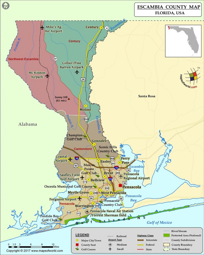 Escambia County Map, Florida - Florida Airparks Map