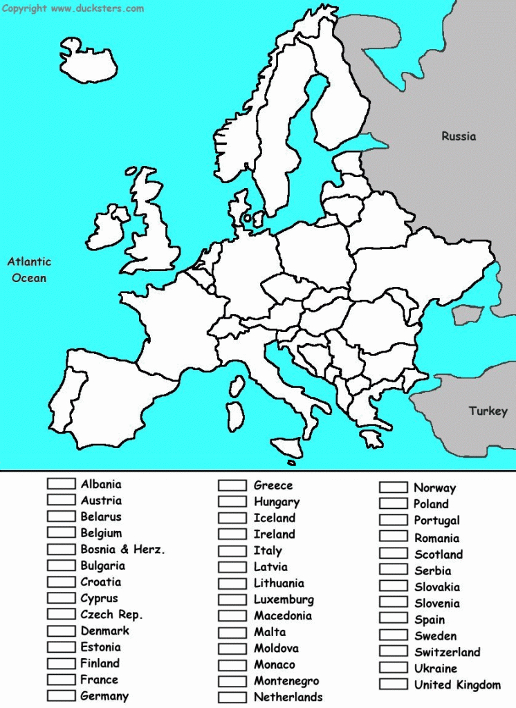 Europe Coloring Map Of Countries And Lists And Other Stuff - Europe Map Quiz Printable