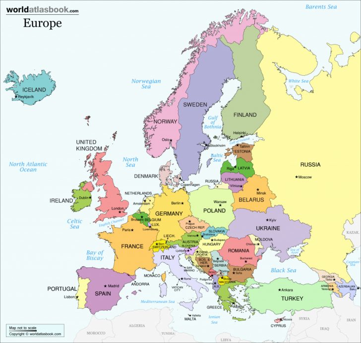 Printable Map Of Europe With Capitals