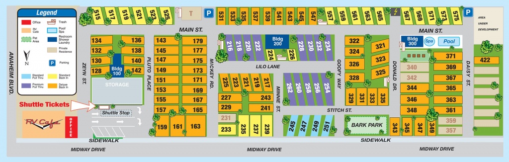 Facilities Map - Anaheim Rv Park, Facilities Map - California Rv Resorts Map