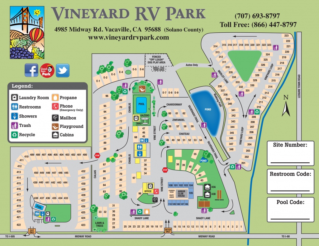 Facility Map – Vineyard Rv Park - California Rv Resorts Map