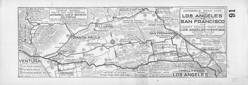 File:automobile Road From Los Angeles To San Francisco Via Coast - Aaa California Map