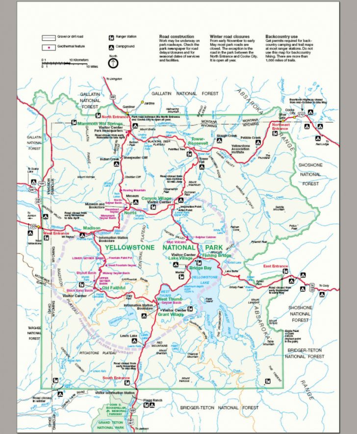Free Printable Map Of Yellowstone National Park