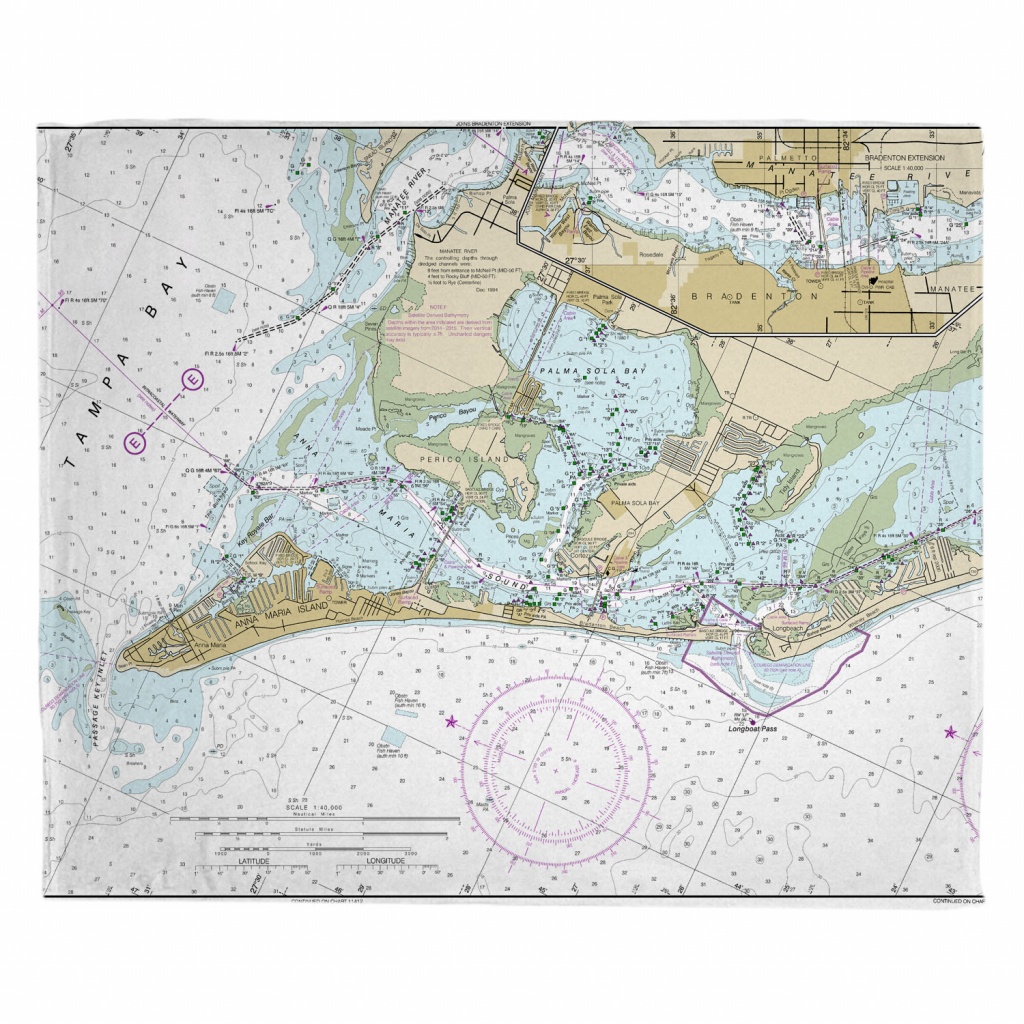 Fl: Anna Maria Island, Fl Nautical Chart Blanket - Nautical Maps Florida