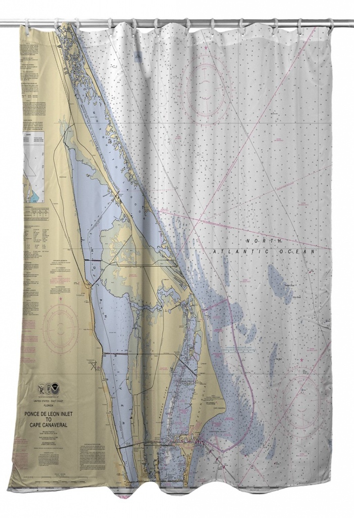 Fl: Cape Canaveral, Fl Nautical Chart Shower Curtain In 2019 - Florida Map Shower Curtain