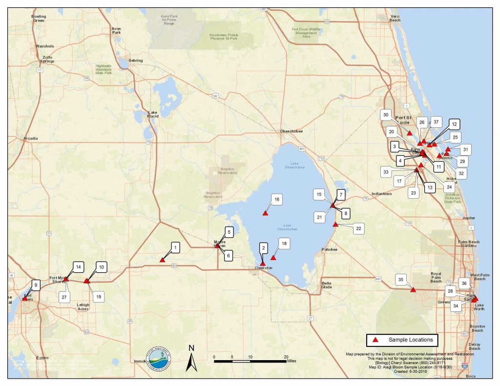 Florida Algal Bloom Report, 7-1-16 | Florida Fishing Report - Toxic Algae In Florida Map