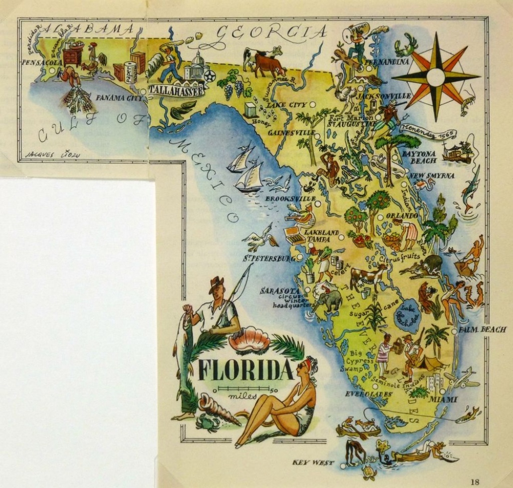 Florida Antique Vintage Pictorial Map | Ebay - Antique Florida Map