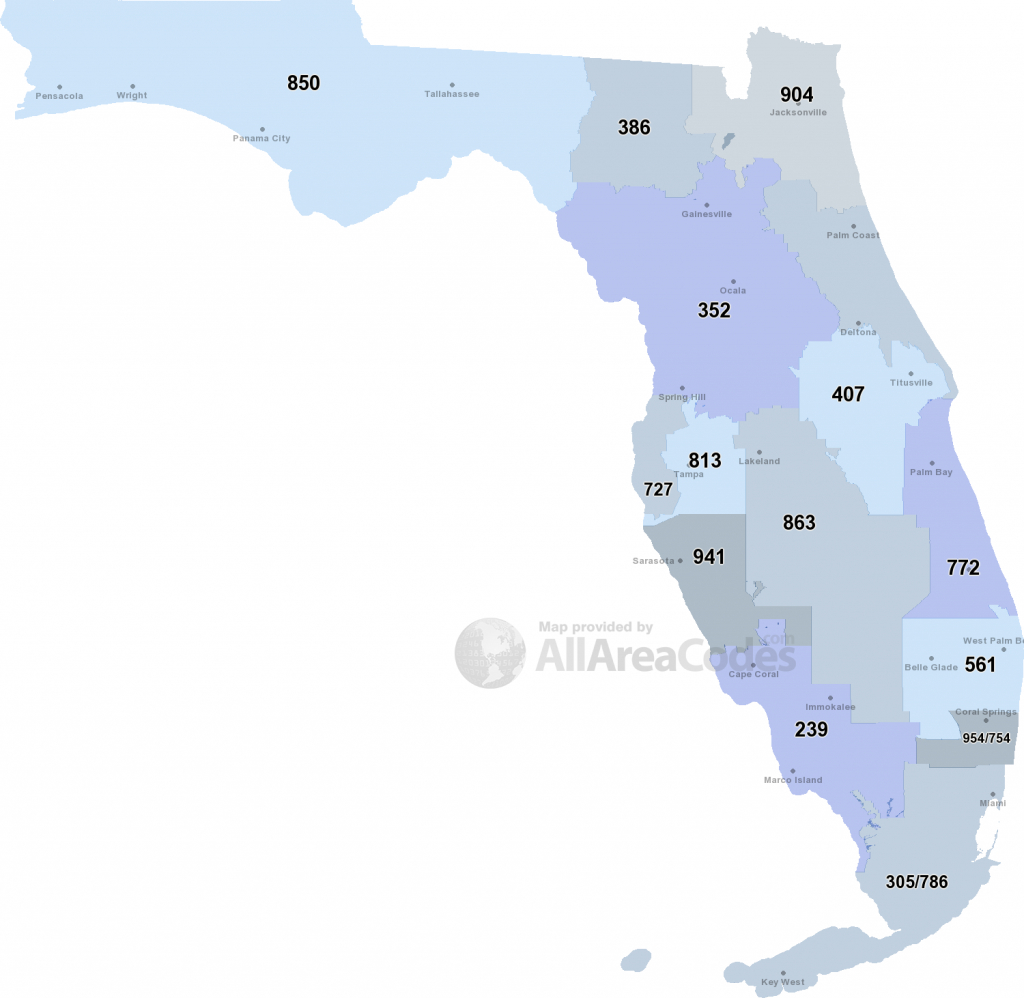 Florida Area Codes - Map, List, And Phone Lookup - Where Is Holiday Florida On The Map