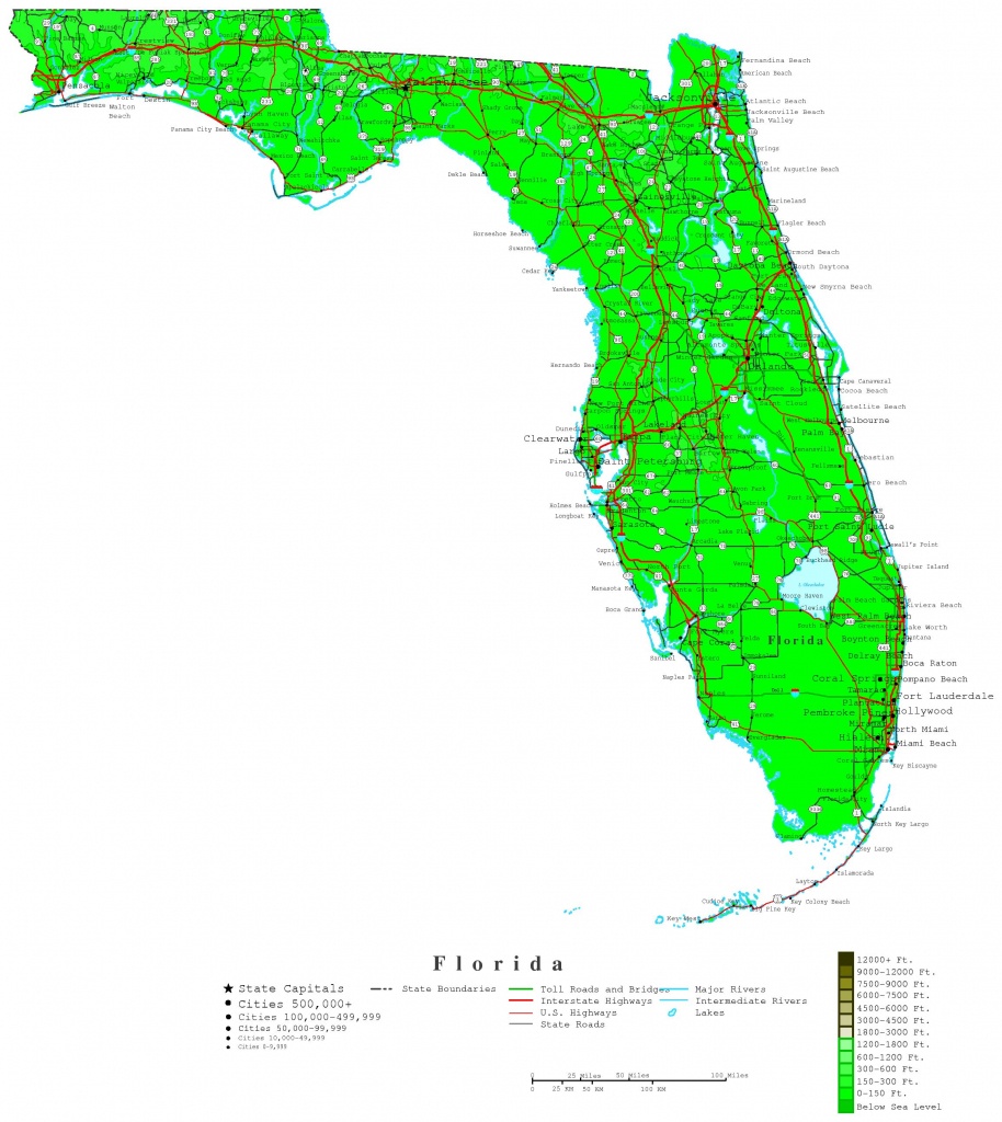 Florida Contour Map - Florida Elevation Map By County