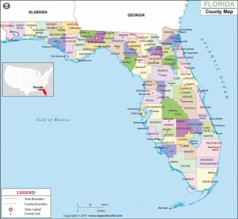 Florida County Map, Florida Counties, Counties In Florida - Central ...