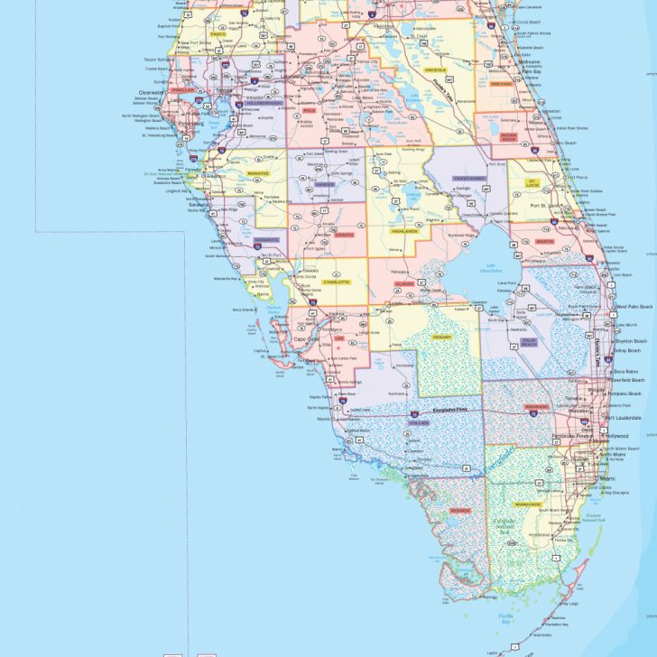 Florida Wall Maps For Sale