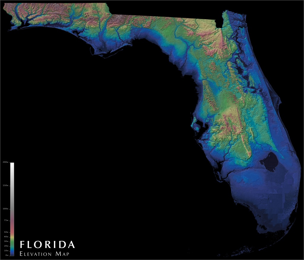 Florida Elevation Map : Florida - Florida Land Elevation Map