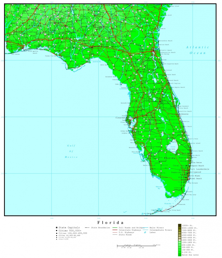 Florida Elevation Map - South Florida Topographic Map