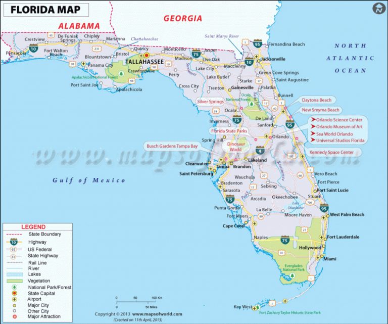 Florida Gulf Coast Map With Cities And Travel Information | Download