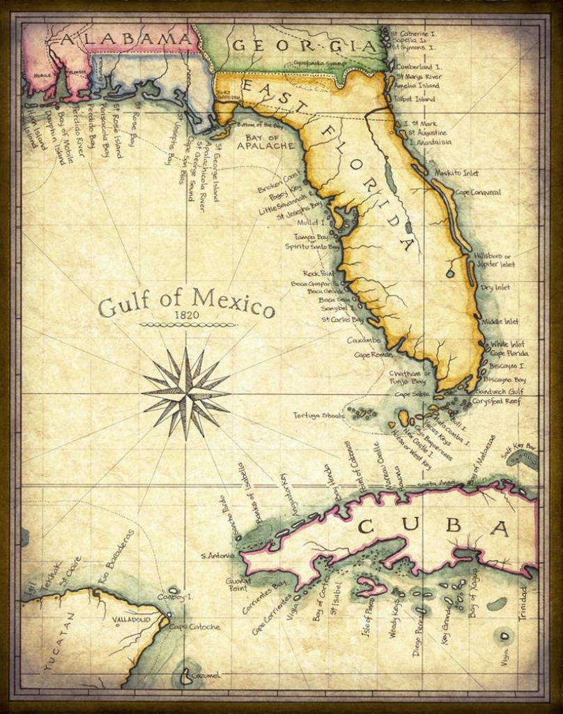 Florida Map Art 1820 11 X 14 Prints From Hand | Etsy - Old Florida Maps Prints