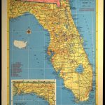 Florida Map Of Florida Wall Art Decor Vintage 1950S Original | Etsy   Florida Wall Maps For Sale