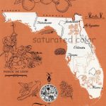 Florida Map   Original Vintage 1960S Picture Map   Fun Retro Colors   Where Are Oranges Grown In Florida Map
