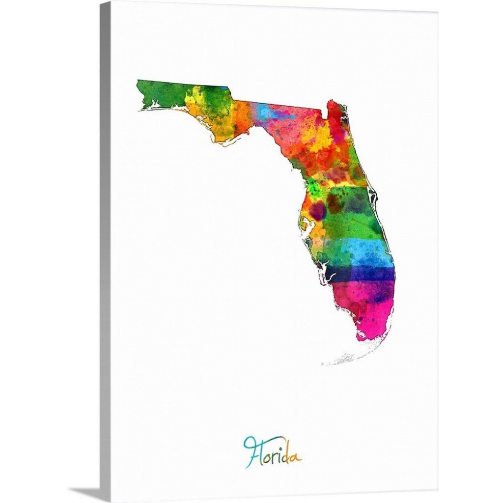 &amp;quot;florida Map&amp;quot;michael Tompsett Canvas Wall Art - Florida Map Artwork