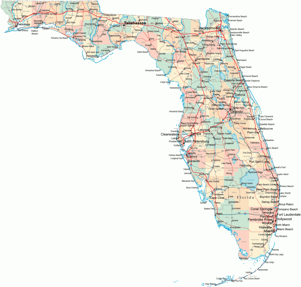 Florida Road Map - Fl Road Map - Florida Highway Map - Road Map Florida Keys