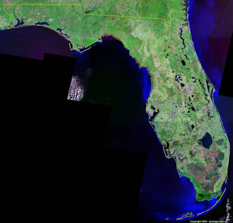 Florida Satellite Images Landsat Color Image Satellite Map Of Florida Printable Maps