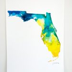Florida Watercolor Map | Etsy   Watercolor Florida Map