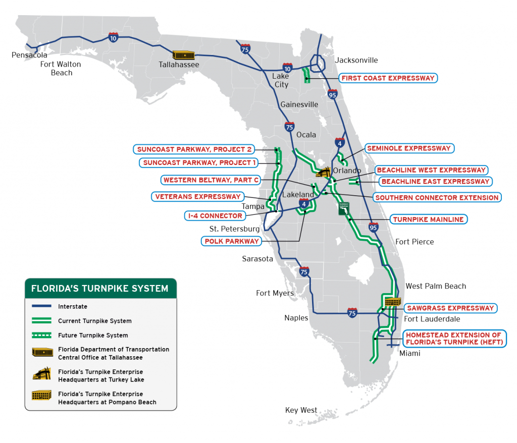 Florida&amp;#039;s Turnpike - The Less Stressway - Florida Road Map 2018