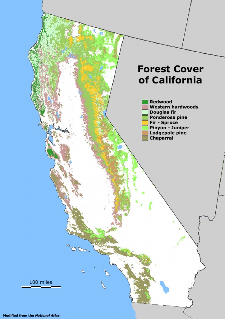 Forest Cover Map Of California [871 × 1232] : Mapporn - Where Is The Redwood Forest In California On A Map