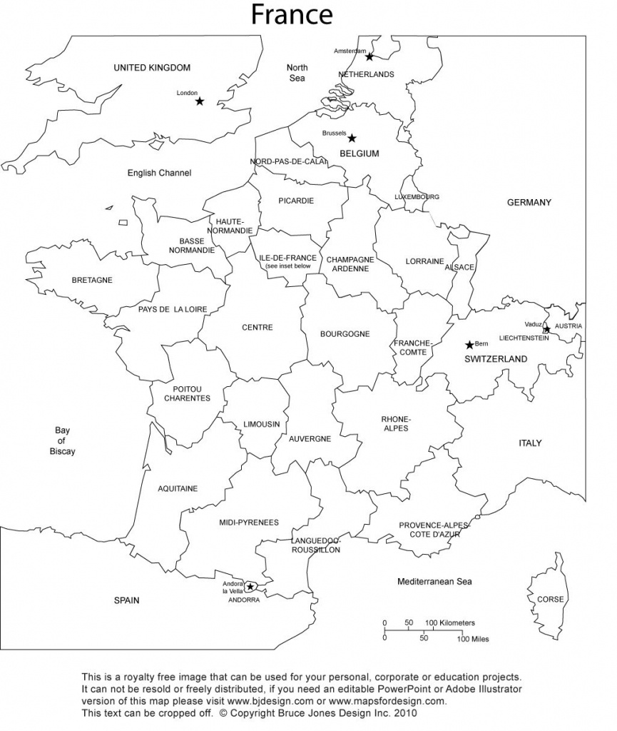 France Blank Printable Map With Provinces, Royalty Free, Clip Art - Map Of France Outline Printable