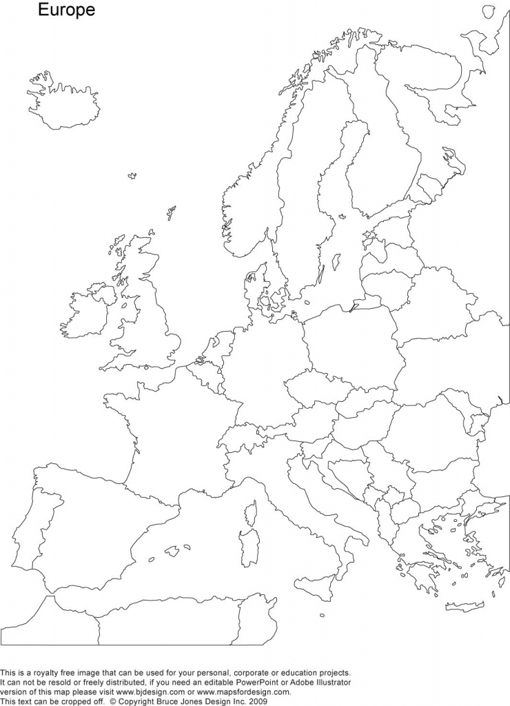 Free Blank Europe Map Printables | Outline Map With Country Borders - Printable Blank Map Of Europe