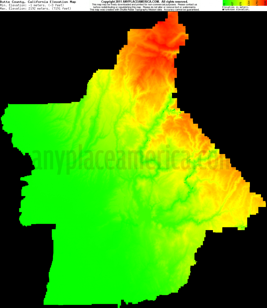 Free Butte County, California Topo Maps &amp;amp; Elevations - California Topographic Map Elevations